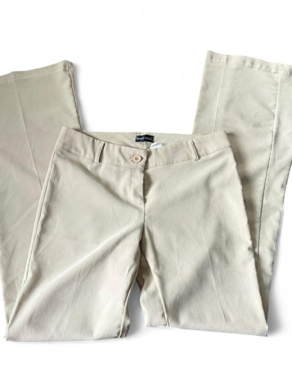 Y2K low rise flare pants in cream & tan #flare Size small Wet seal Vintage